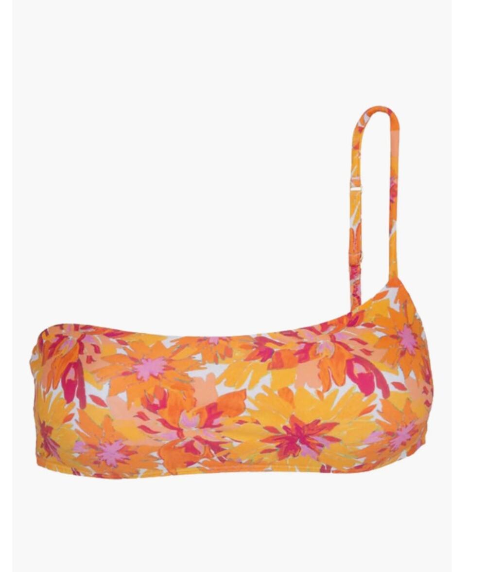 VIX Swimwear Lowana Orange Floral Single Strap Bikini Top NEW D Cup